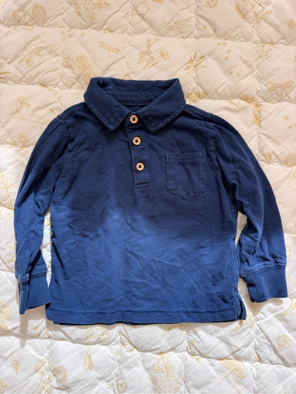Mini Boden Navy Long-Sleeve Polo with Pocket